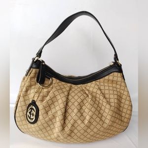 Gucci Sukey Diamante Canvas Hobo Bag Beige